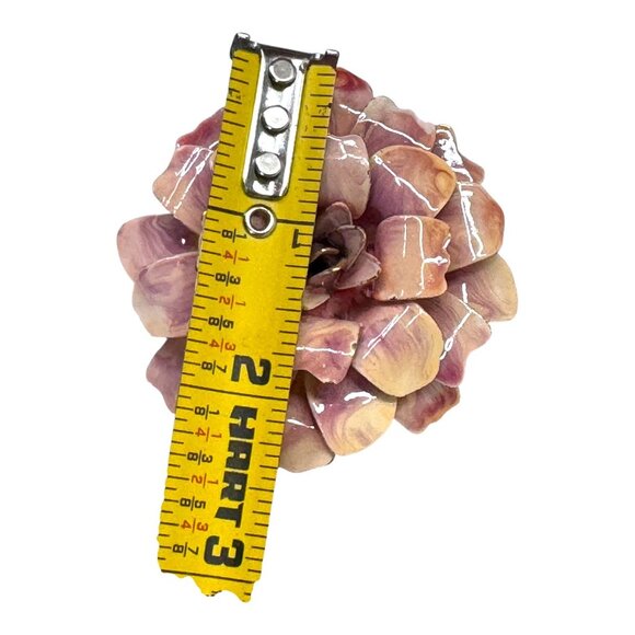 3D Enameled Layered Pink Swirl Flower Carnation Vintage Gold Flower Brooch Pin - Picture 3 of 5